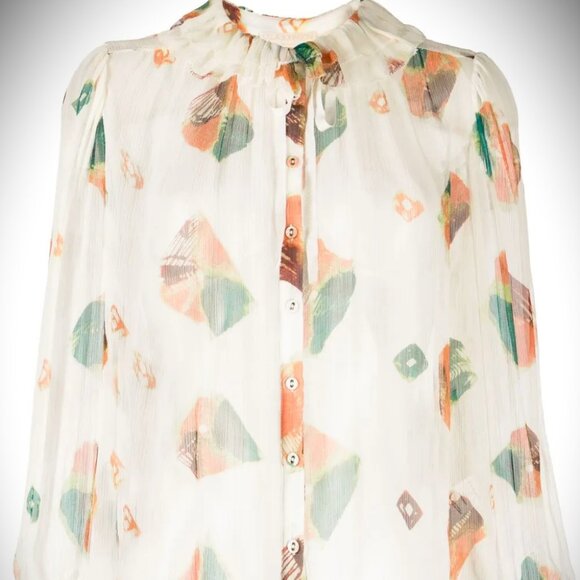 ULLA JOHNSON Pippa Aurora Genuine 100% Silk Blouse Size 10 - Picture 2 of 9